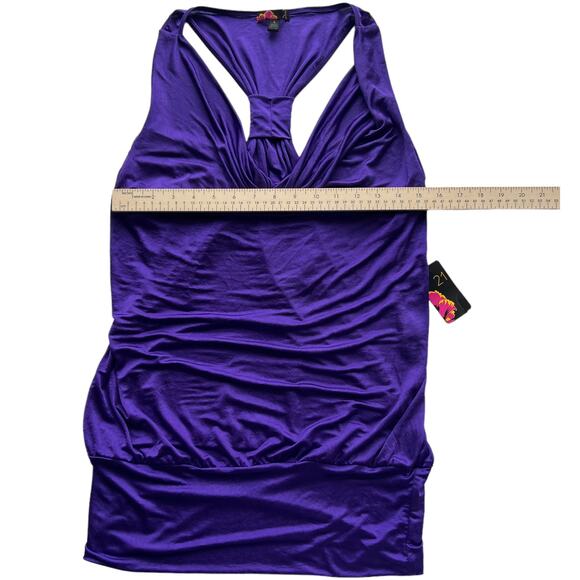 Forever 21 Satin Top Silky Purple Banded Hem Womens Size Large 90s Y2K NWT - Picture 5 of 8